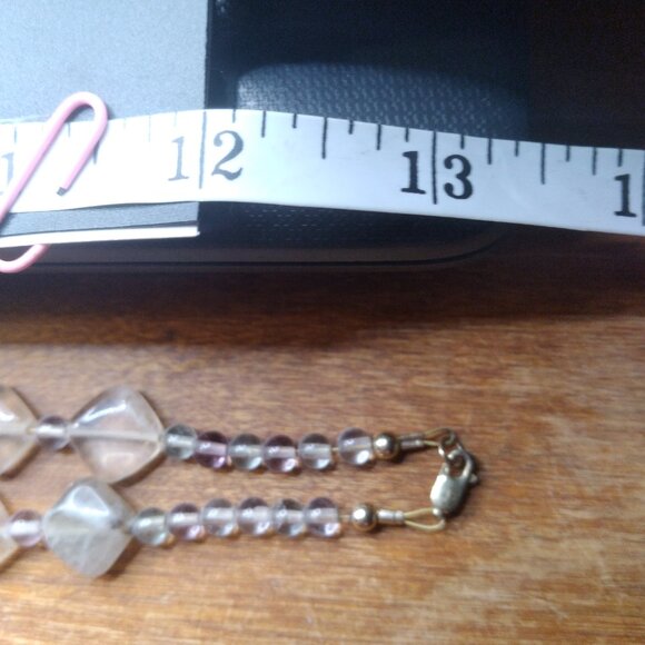 Amethyst & Lavender Glass Beads Necklace & Bracelet Set gold tone lobster clasp - Picture 6 of 6